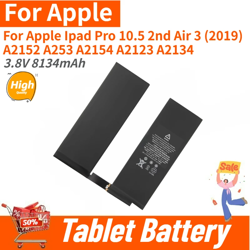 

Высококачественная батарея для планшета 3.8V 8134mAh для Apple iPad Pro 10.5 2-го поколения, Air 3 (2019) A2152 A253 A2154 A2123 A2134, абсолютно новая