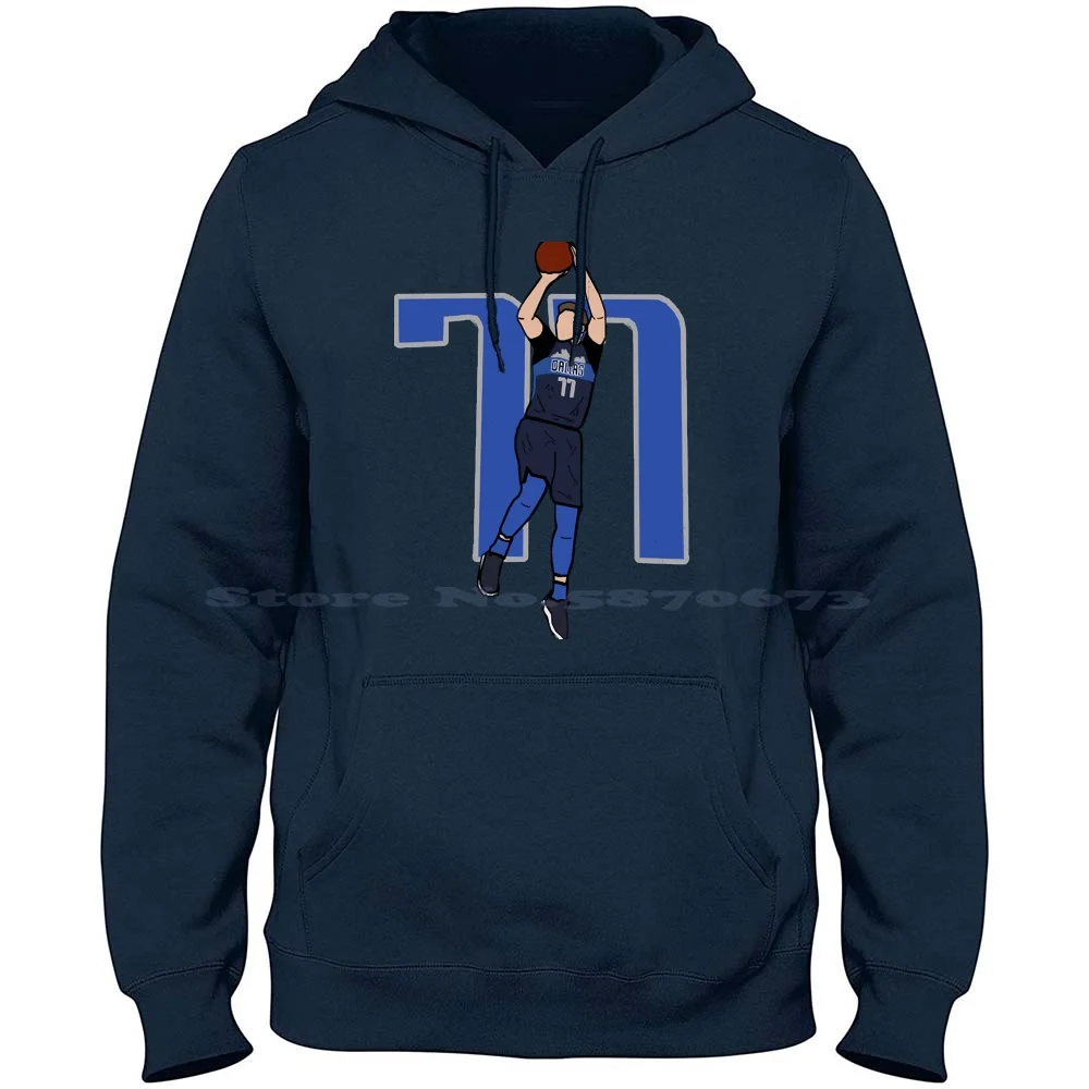 Luka Doncic 77 Fadeaway Jumpshot - 100% Cotton Hoodie T Shirt Kristaps Porzingis Basketball Dirk Nowitzki Dallas Mavs Sports