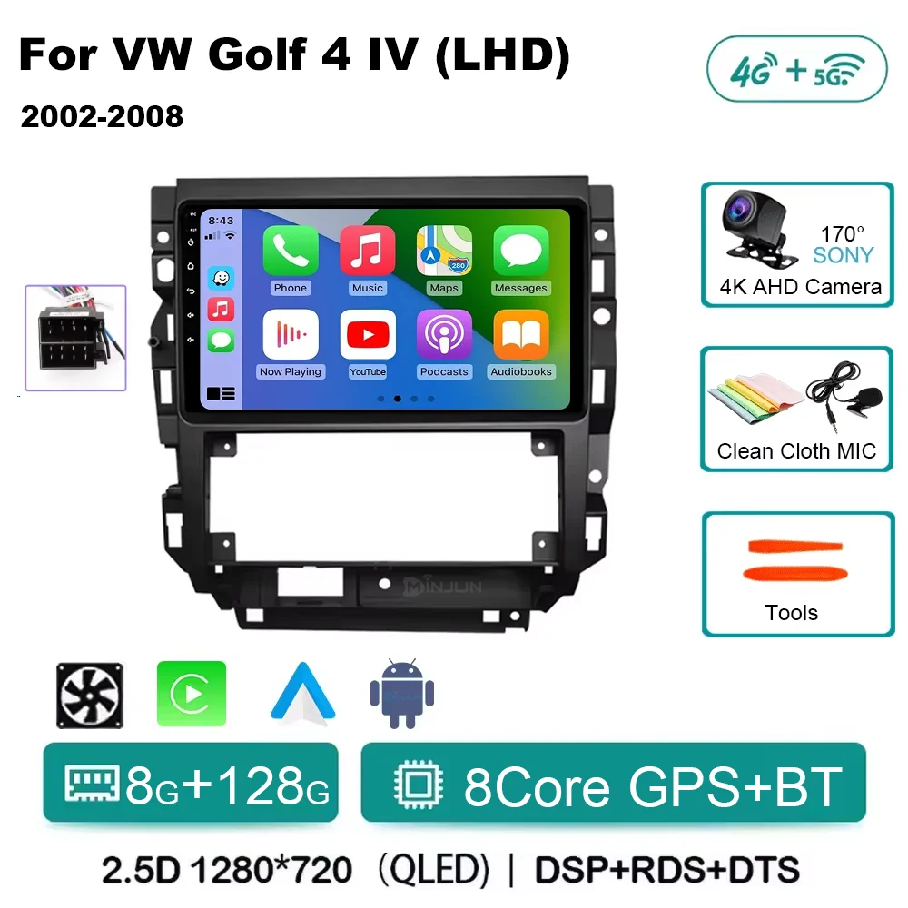 Android 15 Autoradio Voor Volkswagen VW Golf 4 Jetta MK4 Klassiekers Auto Multimedia Speler Stereo Carplay Auto Audio GPS Geen 2 DIN