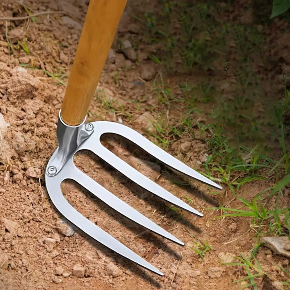 

4 Teeth Rake Gardening Hoe Iron Weeding Rake Agricultural Tools For Garden Loosening Soil Harrow Agricultural Tools