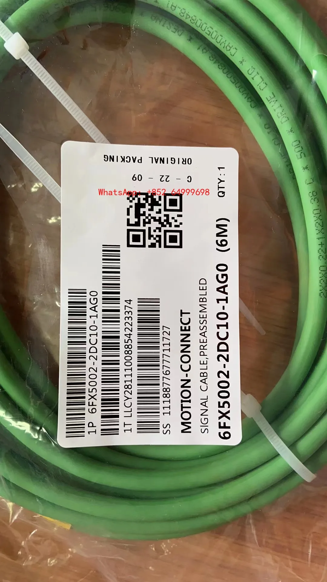 6FX5002-2DC10-1AG0  Brand New Signal cable pre-assembled type: 6FX5002-2DC10 (SINAMICS Drive CLiQ) connector IP20/IP67，6M