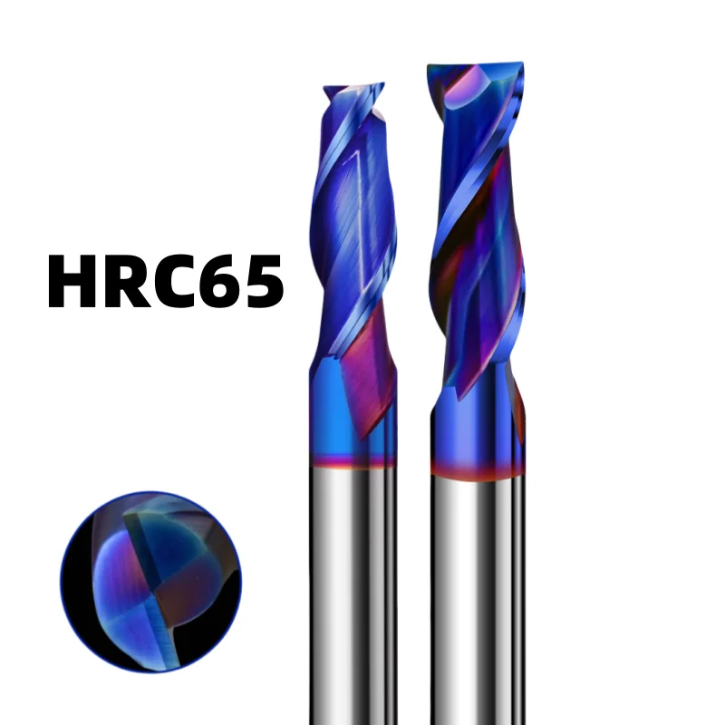 1PCS 1-20mm Alloy Carbide HRC55 65 2 Edge Flute Square Milling Cutter Nanocoated Machining CNC Hard Tool End Mill