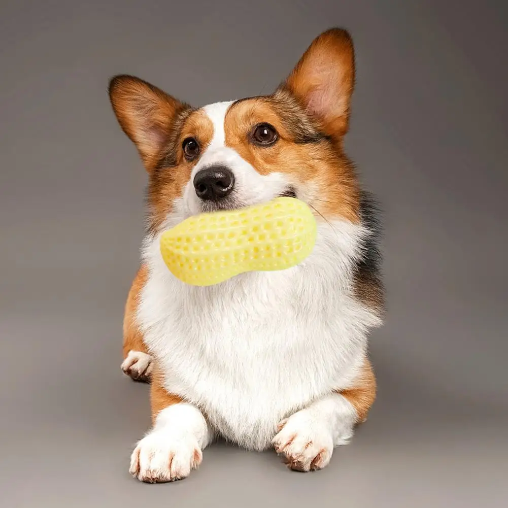 

12.5*6.5cm Dog Chew Toy Dog Teething Toy Peanut Shape Teeth Cleaning Indestructible Entertainment Companion Pets Dogs Chew Toy