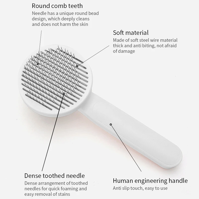 Self Cleaning Slicker Brush for Dog and Cat Removes Undercoat Tangled Hair Massages Particle Pet Comb Improves Circulation