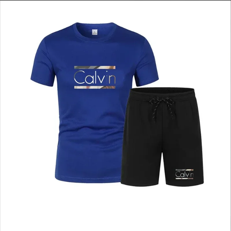 

Nueva camiseta transpirable para hombre + conjunto de pantalones deportivos, pantalones cortos de marca de lujo de alta calidad,