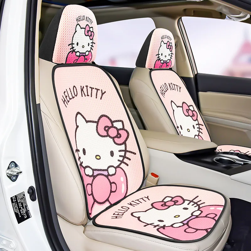 Sanrio Car Seat Headrest Protective Cover Headrest Cover Mesh Soft Car Interior Cartoon Hello Kitty Car Accessories Gift