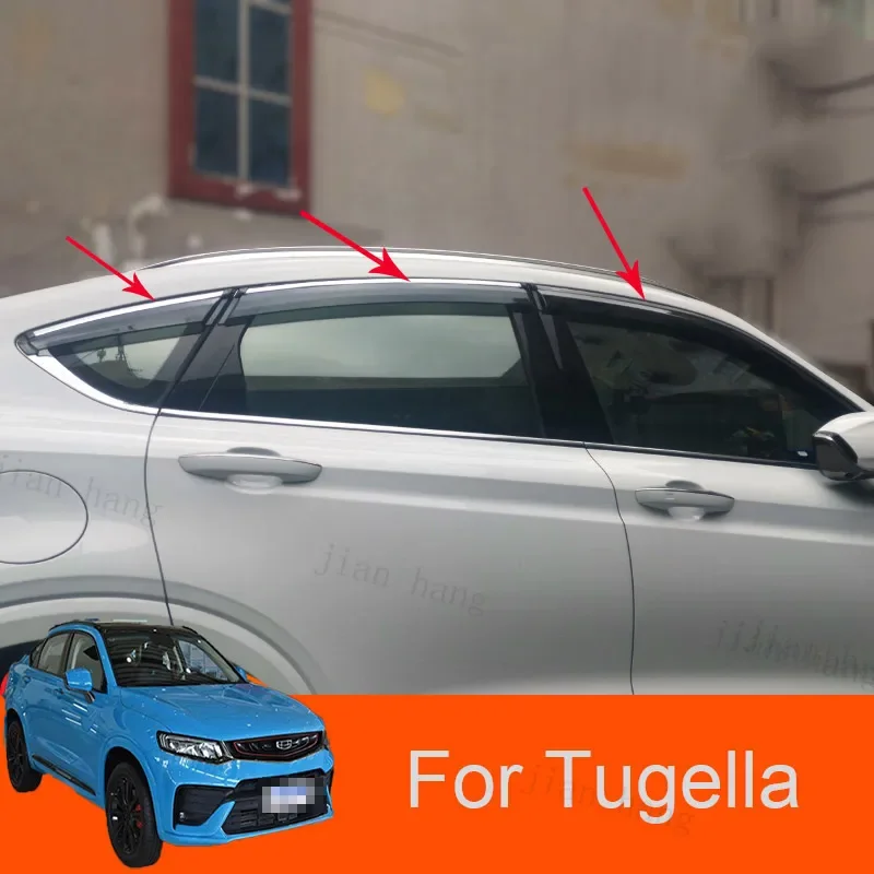 

For Geely Tugella FY11 waterproof window rain eyebrow stainless steel bright strip awning 2019--version model auto parts