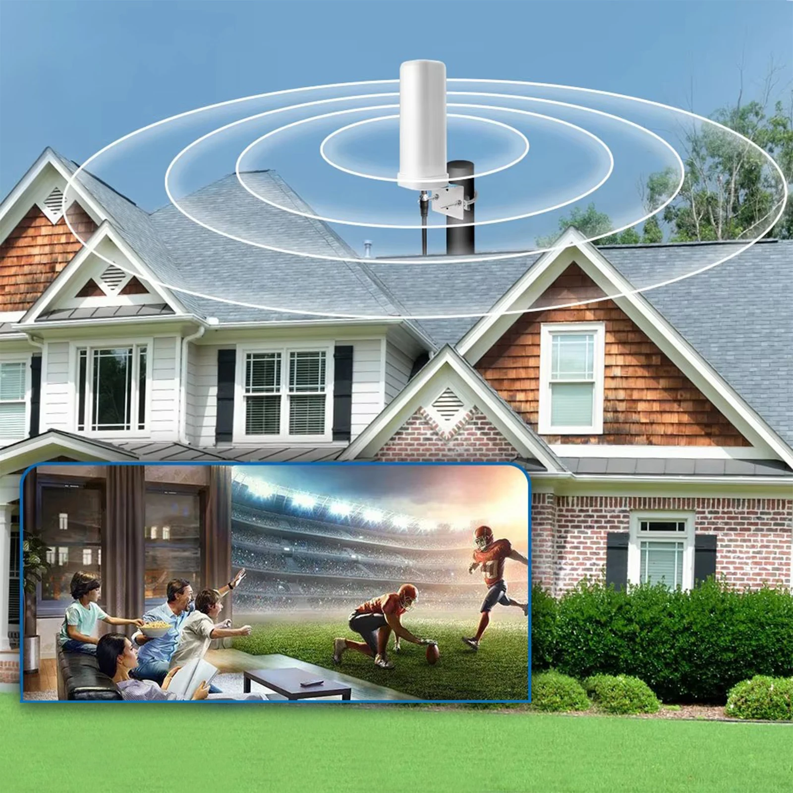 

600 Miles Outdoor Digital TV Antenna Wear Resist Signal Amplified TV Antenna 1080P 39dBi Antenna for HDTV with DAB/FM Radio