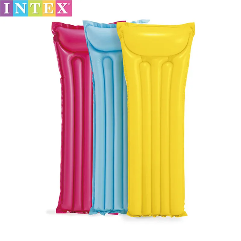 Inflatable Sea Mattress Adult Float Chaise Longue INTEX 59703 Inflatable Pool Toys Sunbed Swim Accessories Solid Color Float Row