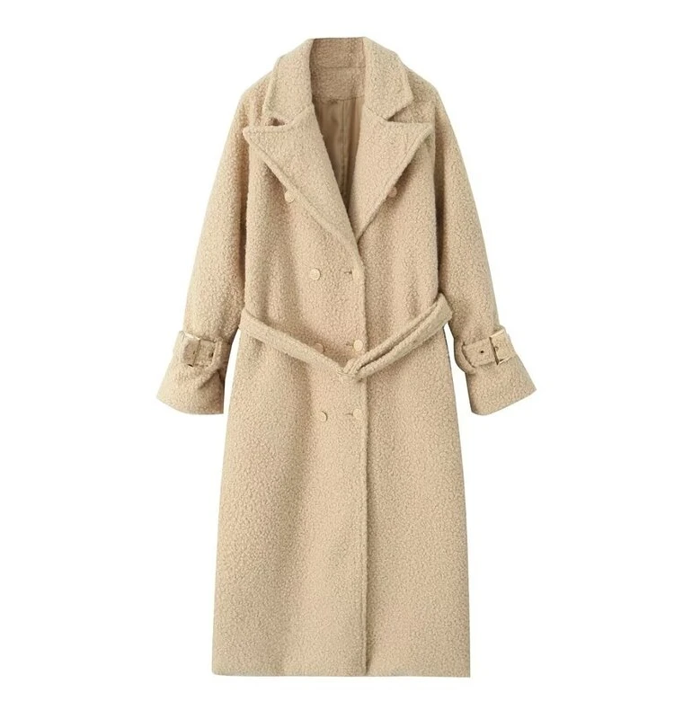 

2023 Autumn Winter Women's Long Sve Woolen Coat Slimming Versatile Design Commute Sle Mid-Length Other Material 00%