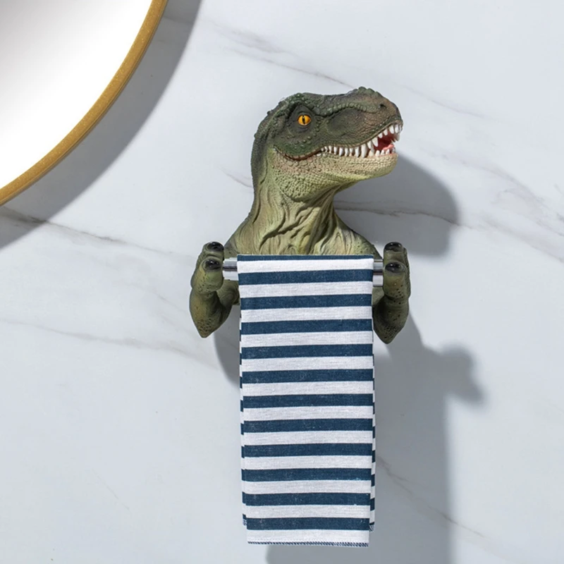 Dinosaur Toilet Paper Stand Tissue Holder Wall-Mounted Towel Rack For Bathroom Kitchen Stand Storage