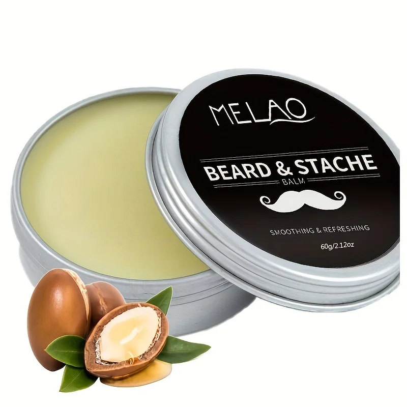 Melao 수염 스타일링, 부드러운 수염 성장, 무향 밀랍 수염 밤, 남성용 민감한 피부