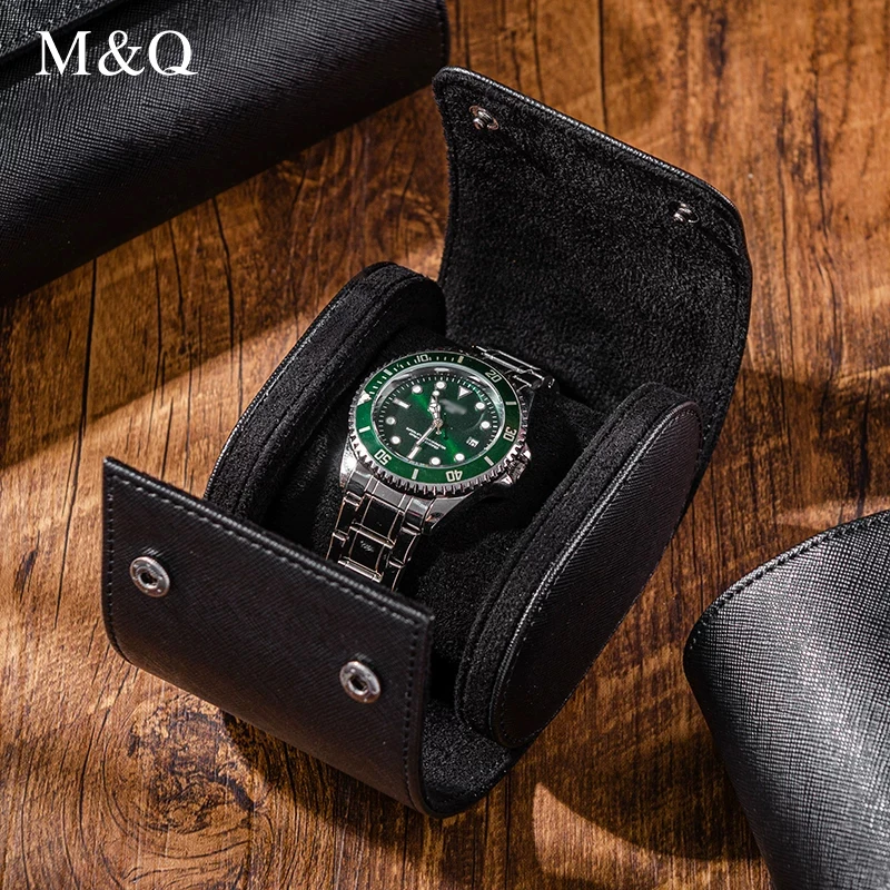 M&Q Watch Box Portable Scratch Resistant Travel Watch Storage Case Business Men Wristwatch Organizer Men Watch Gift Box