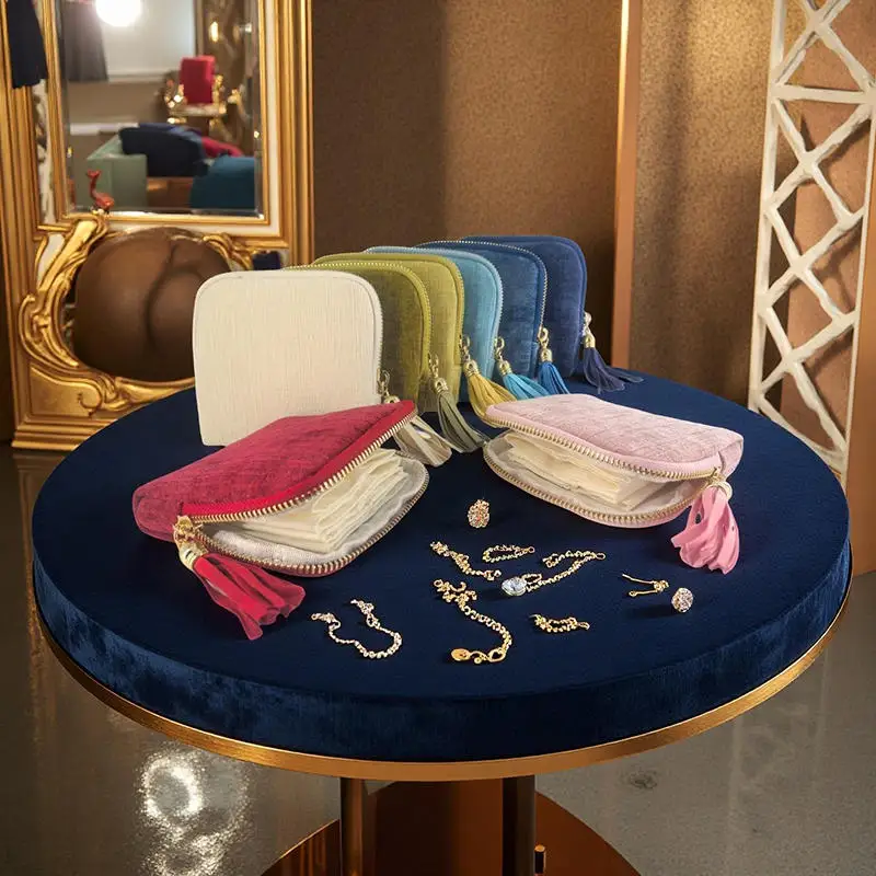 

Портативные сумки для хранения ювелирных изделий, однотонные маленькие мешочки для браслетов, прочные дорожные органайзеры, футляры для упаковки ожерелий и серег