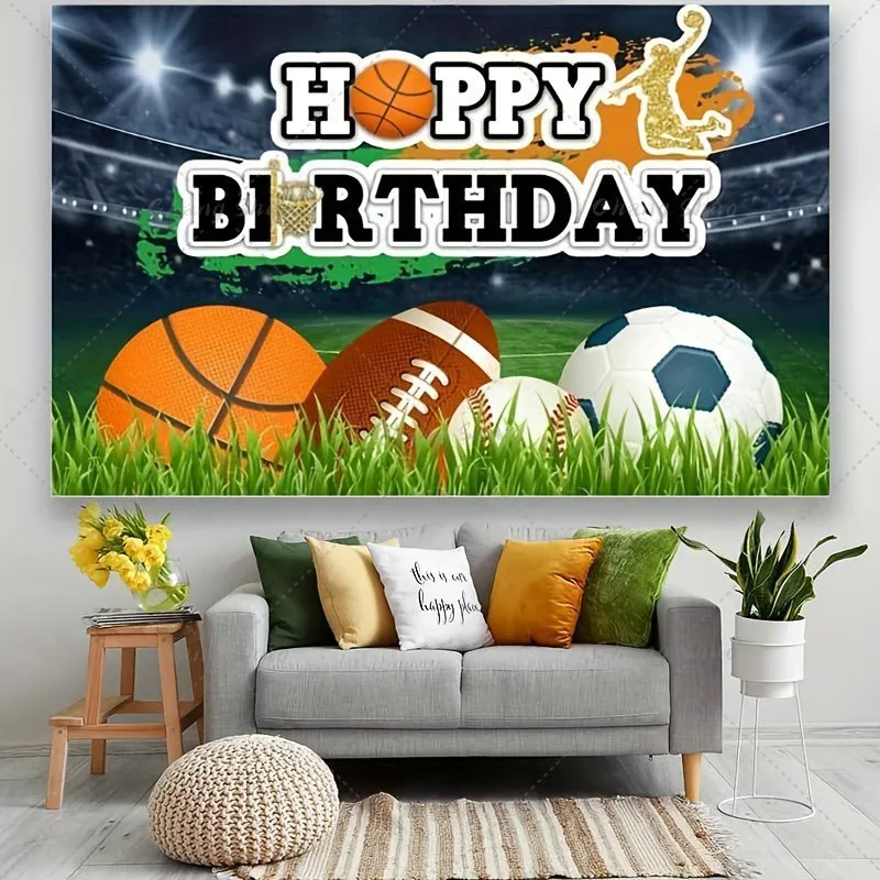 

Football Soccer Field Sports Photo Backdrop Boys Birthday Party Photography Background Vinyl Cloth Cake Table Decoration Banner