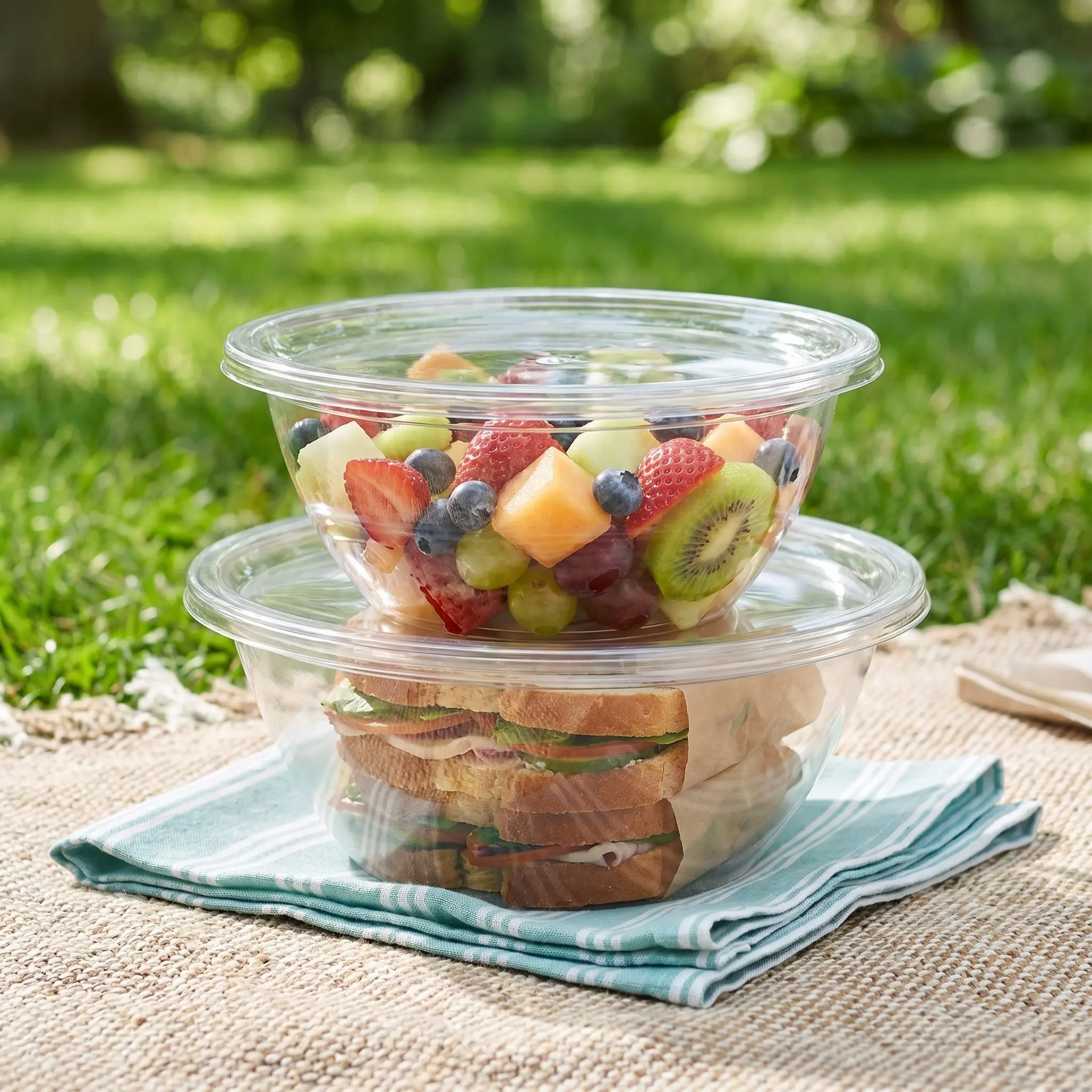 Food Storage Meal Prep - 2Sets Clear Salad Mixing Bowls Plastic