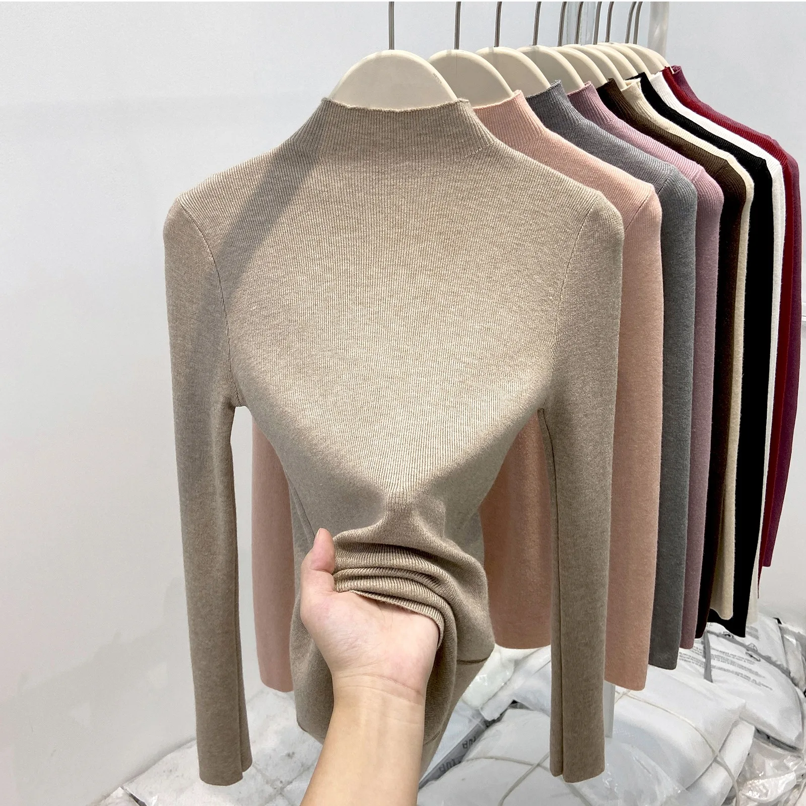 2025 Women Autumn Winter New Turtleneck Knitted Sweater Female Solid Slim Fit Pullover Fashionable Versatile Warm Simple Jumpers