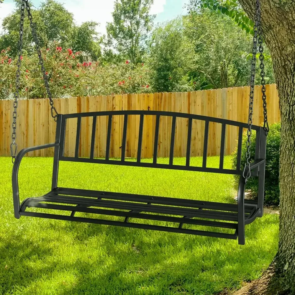

A 2-Person Patio Metal Porch Swing Outdoor Hanging Swing Bench Chair for Garden