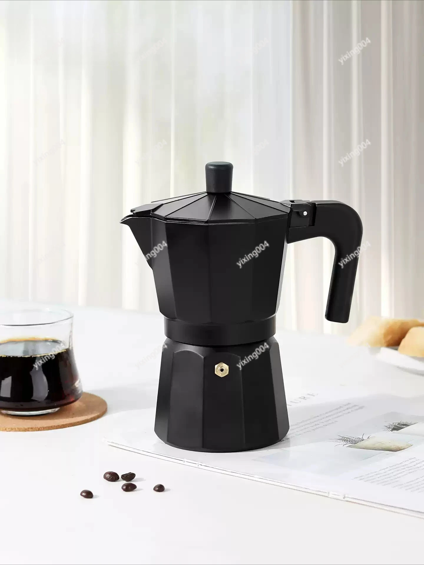 

Classic Moka Pot Aluminum Espresso Coffee Maker, Anti-scald Handle Kitchen Daily Brewing Accessory