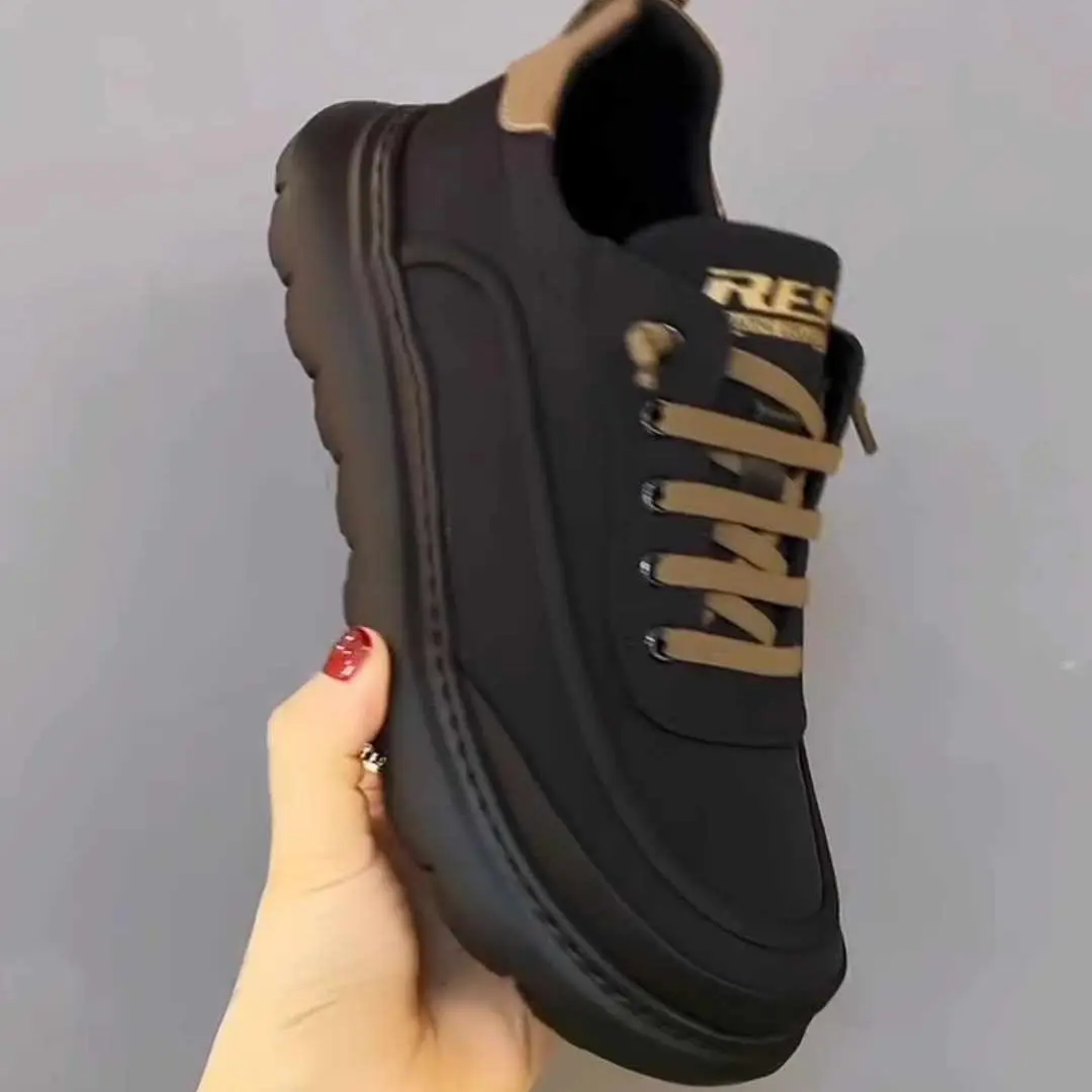 Men's Tech Fabric Comfortable Casual Shoes Fall 2025 New Style Thick Bottom round Toe Low Top Fashionable All-Match Leisure S...