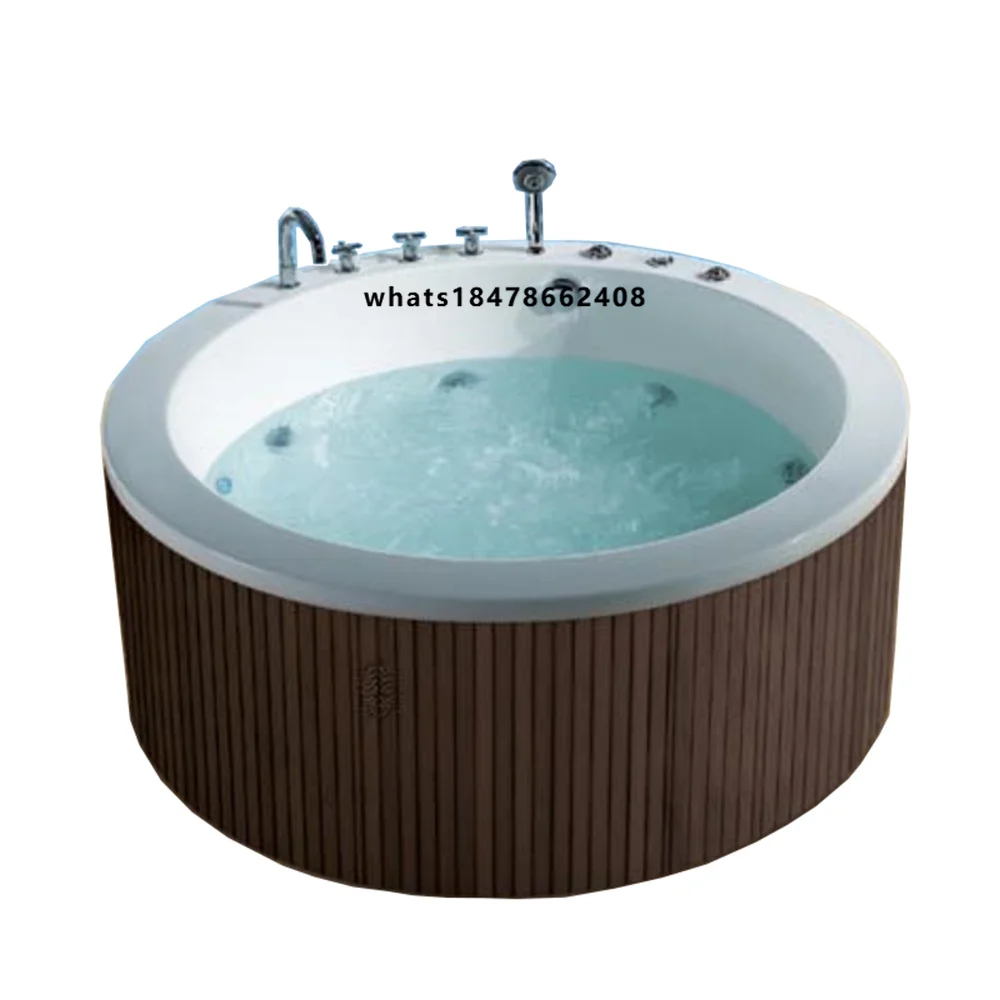 Acrylic Spa Whirlpool Bathtub with 8 Massage Jets for Indoor Outdoor Home Hotel Use Stainless Steel Frame