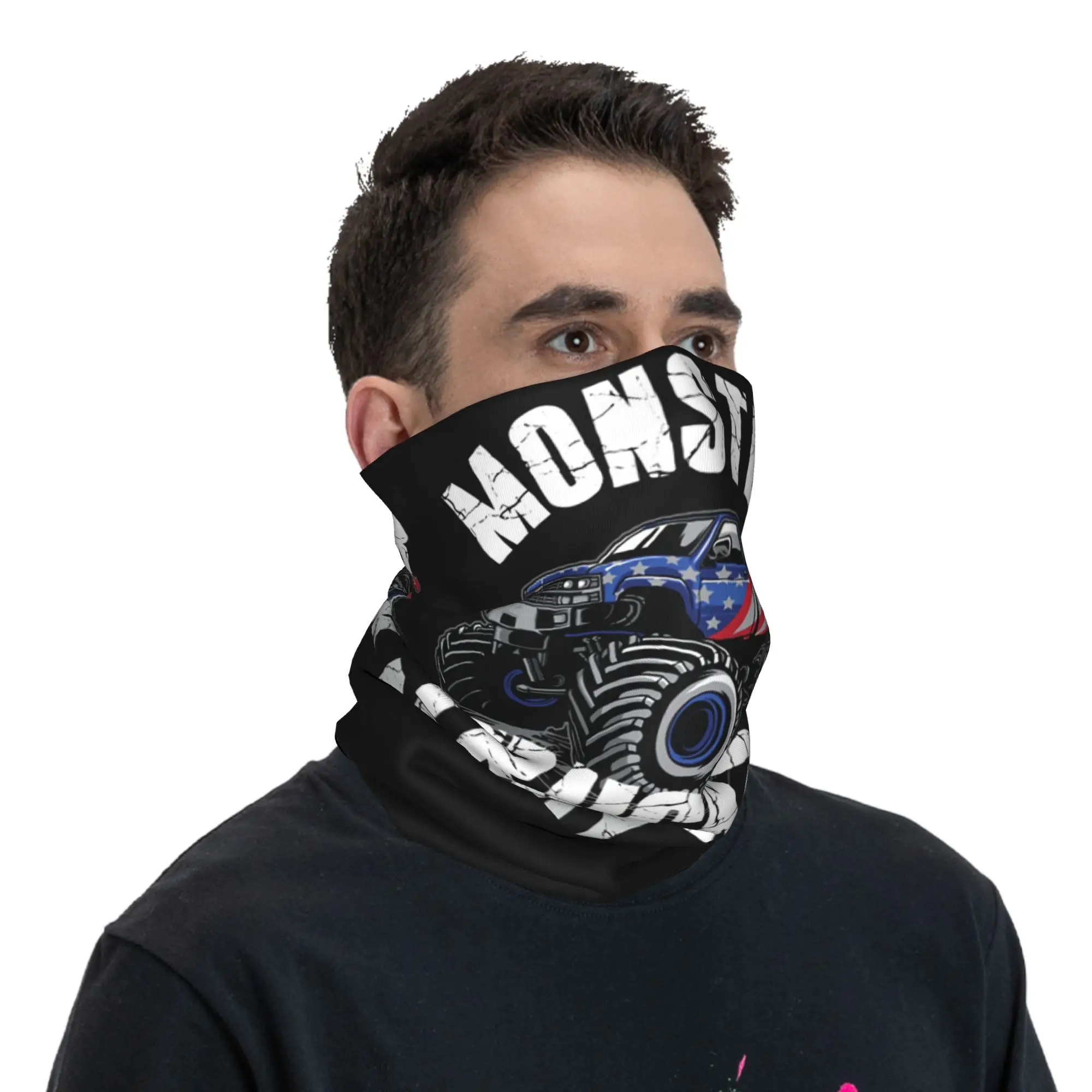 Monster Trucks Are My Jam Bandana Pescoço Gaiter Impresso Lenço Facial Multifuncional Máscara Facial Correndo Para Homens Mulheres Adulto Respirável