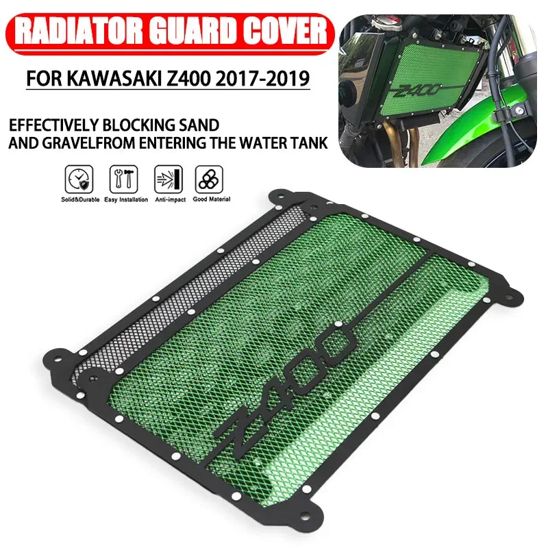 

Motorcycle Radiator Grille Guard Cover Protector Radiator Guard Street Bike Racing Grill for Kawasaki Z400 2017-2019 LOGO Z400