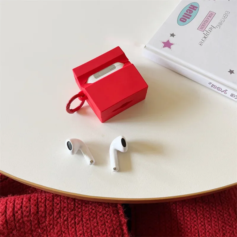 Funda tipo sobre roja para AirPods 4, Airpod 1, 2, 3 Pro Pro2, auriculares Bluetooth, caja de carga, funda protectora para auriculares