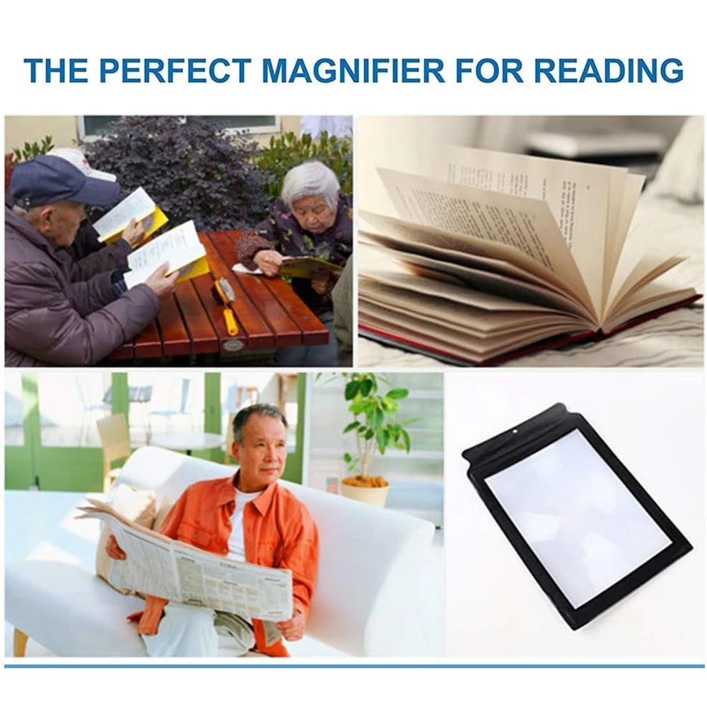 Magnifying Glass Large 3X Magnifier Portable A4 Full Page Size,Distortion-Free for Reading Books, Newspapers,Use as Low