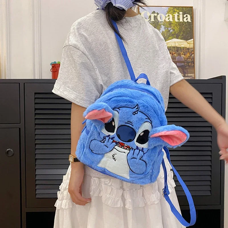 ディズニーステッチぬいぐるみ通学かわいいバックパックダブルショルダーパック漫画学生文具バックパック幼稚園バッグキッズギフト