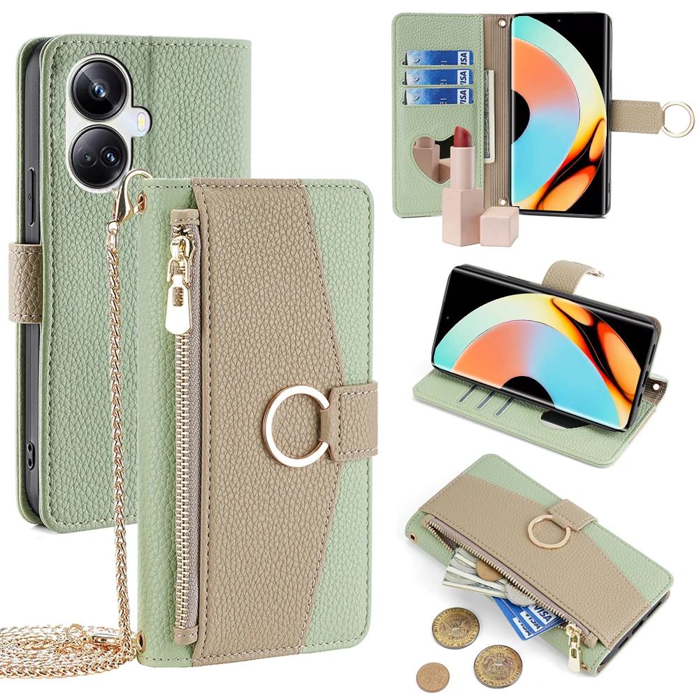 Long Chain Crossbody Phone Case Suitable for Realme Narzo 50A GT2 Pro 5G Neo 5-GT3 Neo 3 Master C55 C35 C33 C31 C30 4G