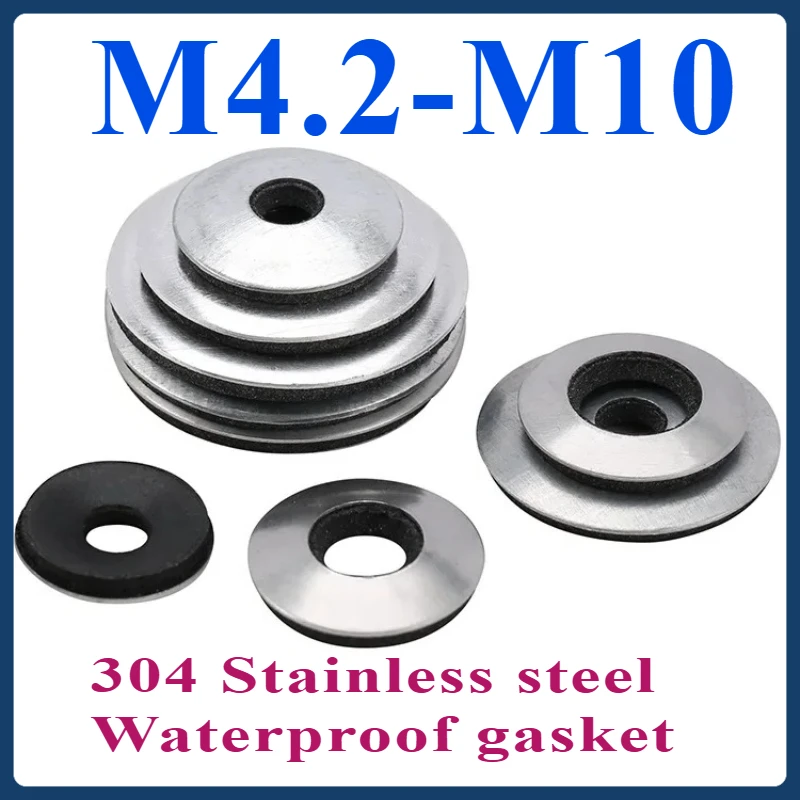 

304 Stainless steel Waterproof gasket EPDM anti-slip gasket drill tail gasket composite seal flat round M4.2 - M10