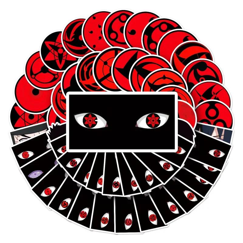 50pcs Sharingan Graffiti Personalized Japanese Manga Naruto DIY Skateboard Mobile Phone Luggage Sticker Waterproof