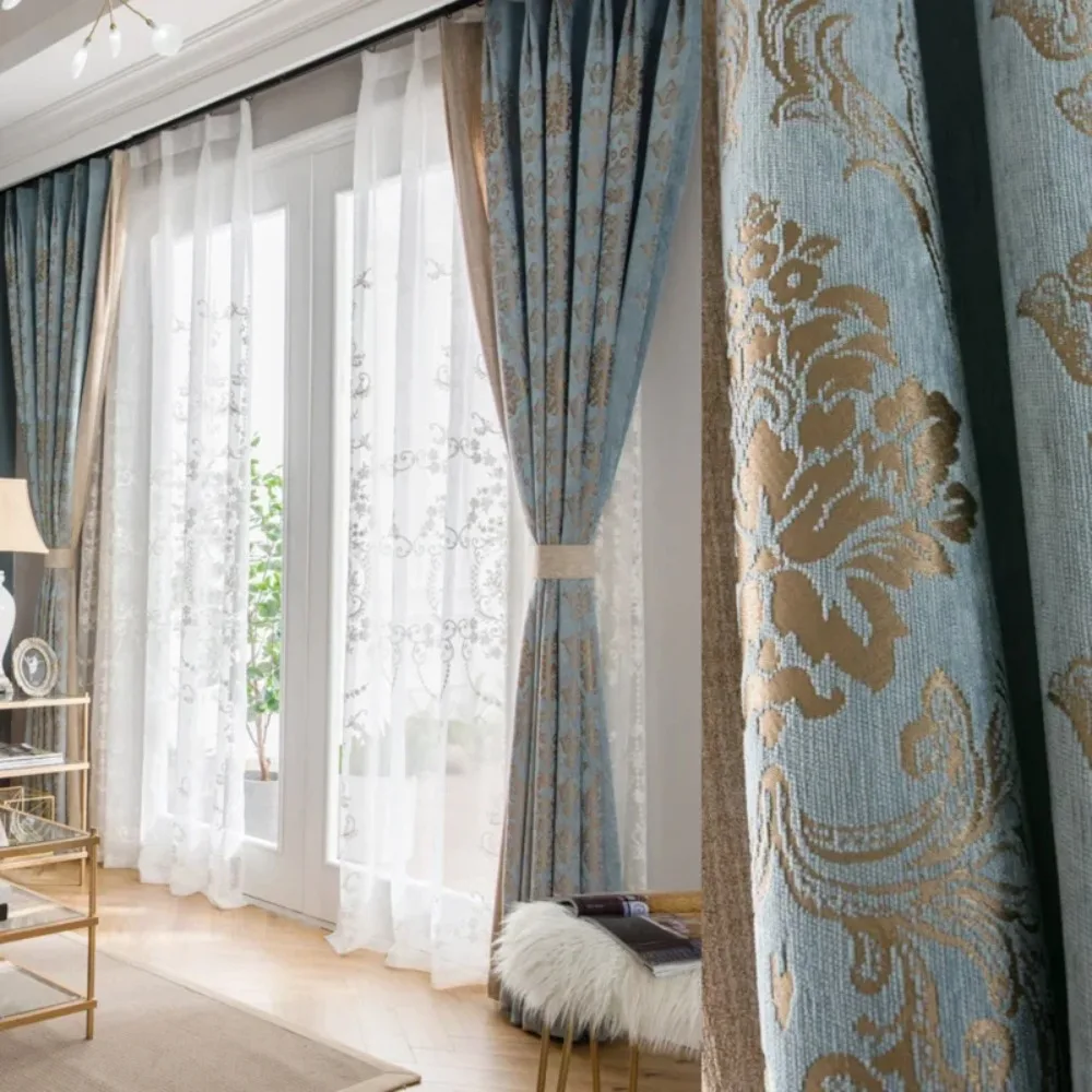 Curtains for Living Dining Room Bedroom Simple Modern Embroidered Nordic Printed Curtain Finished Custom Shading Windows Door