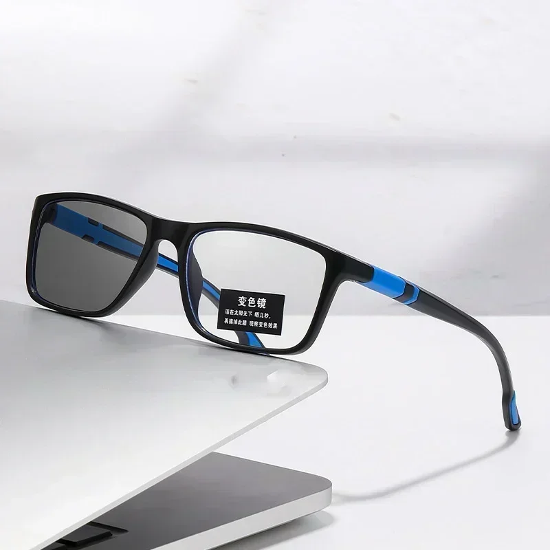 Ultralight TR90 Photochromic Myopia Glasses Blue Light Blocking Near Sight Eyeglasses Color Changing Optical Eyewear 0 To -4.0