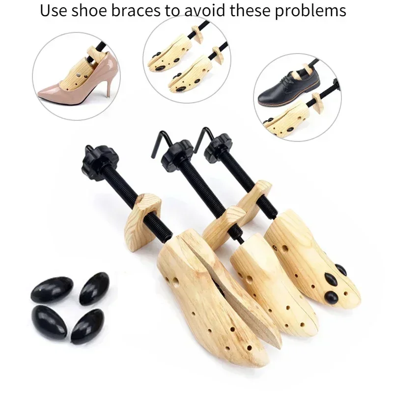 Shoe Stretcher Wooden Shoes Tree Shaper Rack Pine Wood Shoe Tree Adjustable Flats Pumps Boots Expander Trees For Man Women