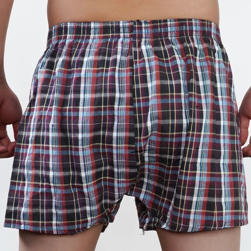 Mens Underwear Boxers Shorts Casual Cotton Sleep Underpants Plaid Comfortable Homewear Striped Beach Panties