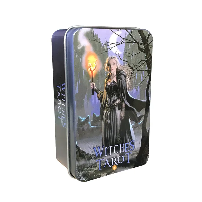 New Tin Box Gilded Edge Tarot Witches Tarot Leisure entertainment games Card, family gatherings Tarot Card Brochure Guide