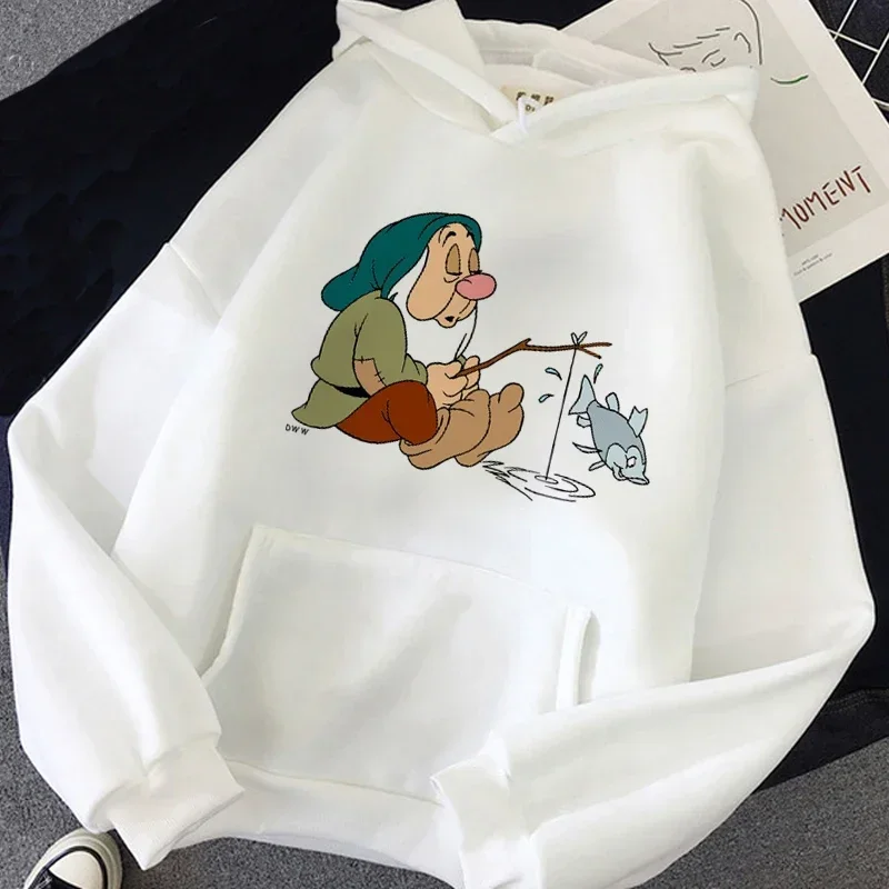 Disney-Sweats à capuche de dessin animé pour femmes, Blanche-Neige et les sept nains, Streetwear Kawaii, Vêtements unisexes, Princesse Anime, PVD,