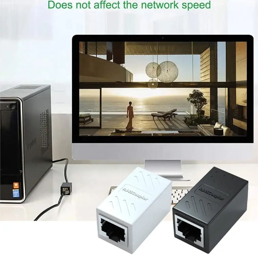 Сетевой адаптер RJ45 «мама», черный «Мама»-«мама», соединитель, удлинитель RJ 45, удлинитель кабеля Ethernet