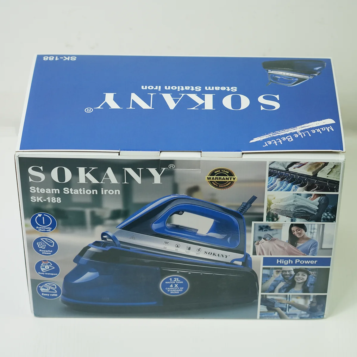 مكواة بخار 2400 وات مع خزان مياه كبير 1.2 لتر - مكواة كهربائية منزلية شديدة التحمل (تدفئة سريعة، مضادة للتنقيط، بخار عمودي) ​