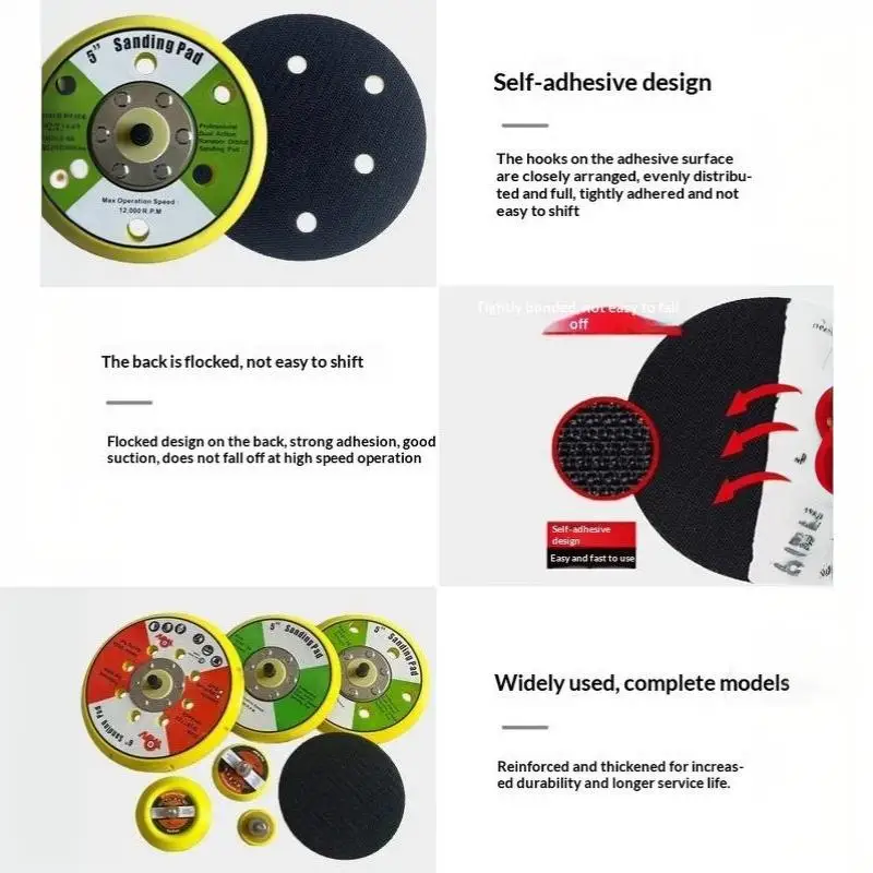 PU, Nylon Hook Loop Fastener Polishing Sanding Pad Pneumatic Sander Disc Backer Plate Hook&Loop Thread For Grinder Rotary Tool