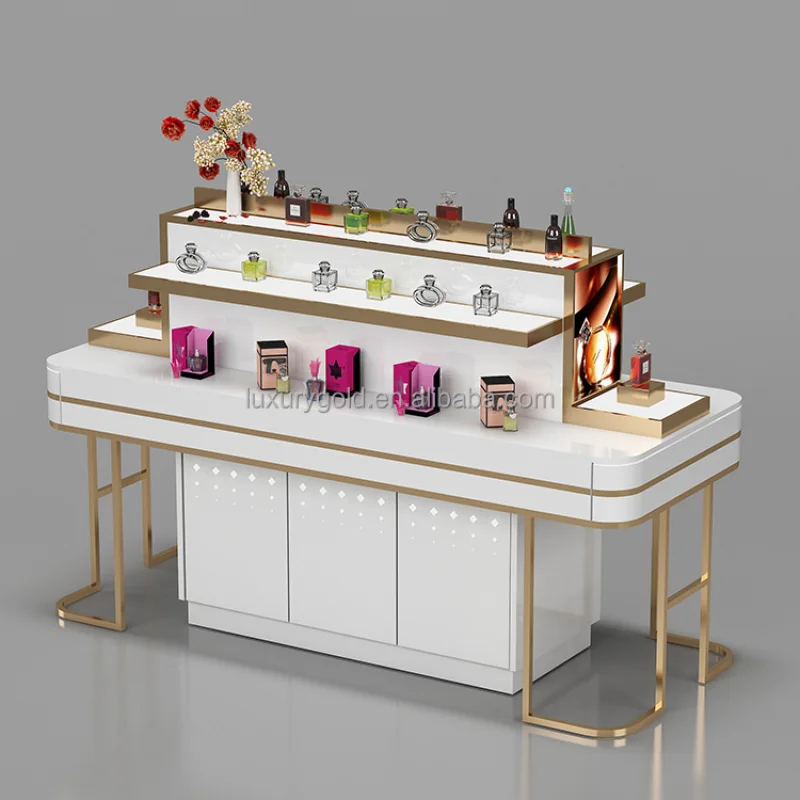 Custom. Customize Size Cosmetics Display Booth Stand Metal Make Up Display Stand Shop Counter Display Perfume