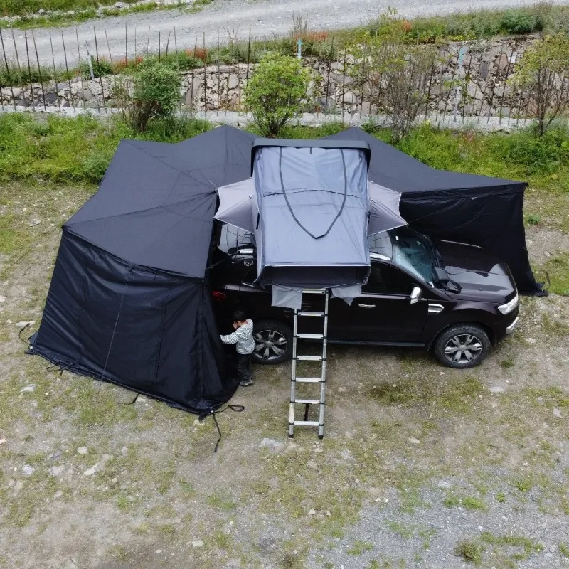 New Deluxe Free Standing 270 360 Degree Oversized Bat Wing 2m Roof Tent Side Awning with Light Emitting Diode Light, Side Wall