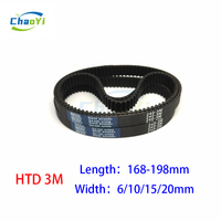 HTD 3M Closed Loop Rubber Timing Belt Length 168 171 174 177 180 183 186 189 192 195 198mm Width 6/10/15/20mm 3M-177 3M-189