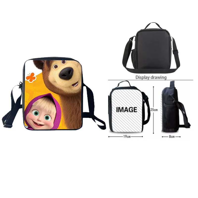 Masha and the bear Cartoon Characters Children\'s Single Shoulder Crossbody Bag Large Capacity Simple Elementary School Students