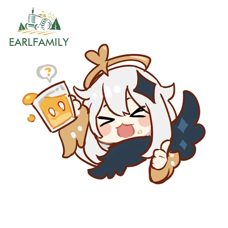 EARLFAMILY 13cm x 9.9cm for Genshin Impact Paimon Anime Car Accessoires Stickers Caravan Vinyl Car Wrap Decal Graffiti Decals