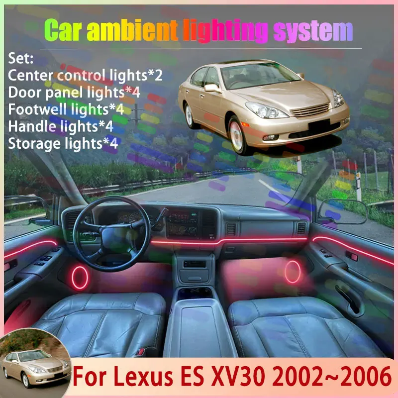 

For Lexus ES XV30 2002~2006 MK3 2/18 in 1 Car Atmosphere Light Lamp RGB Shade Ensemble Streamer Atmosphere Set Auto Accessories