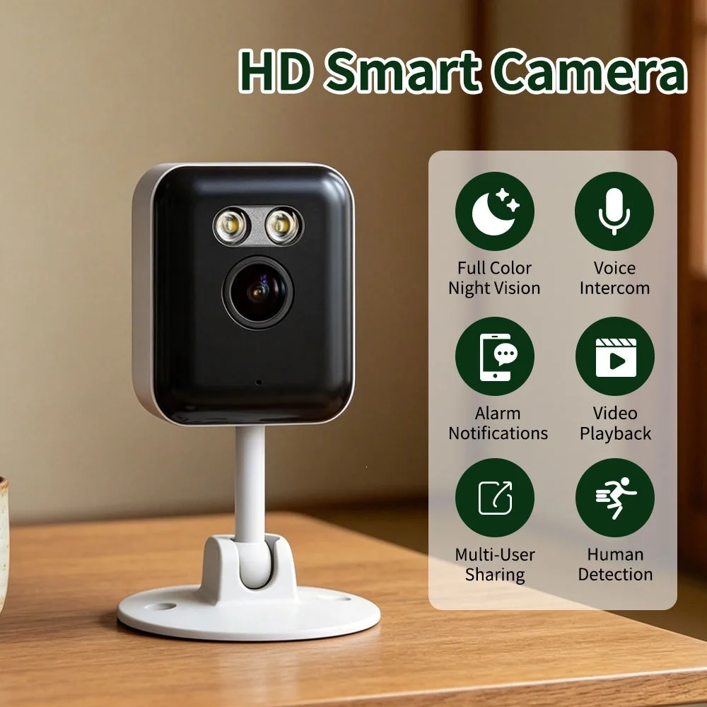 1080P HD Smart WiFi Indoor Security Camera with Human Detection Full Color Night Vision Two-Way Audio APP Remote Control