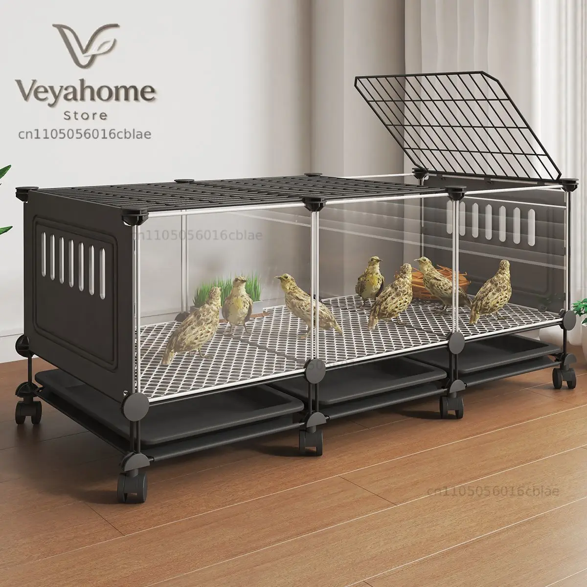 Encrypted version of pet chicken coop equipped with feces collection tray and roller for movement Rabbit den Viewing box large